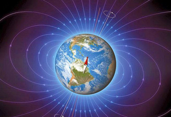Магнитното поле на земята със северния и южния полюс
